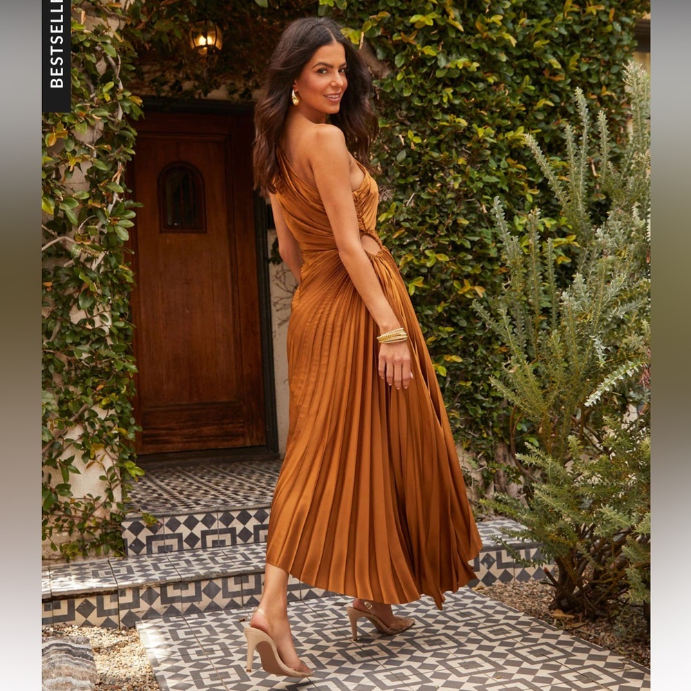 Asymmetrical One Shoulder Satin Maxi Dress NWT